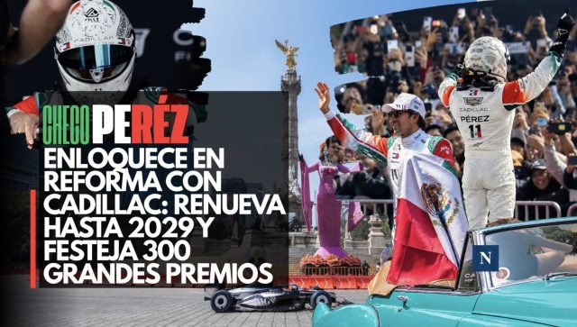 Checo Pérez enloquece Reforma con Cadillac: renueva hasta 2029 y festeja 300 Grandes Premios